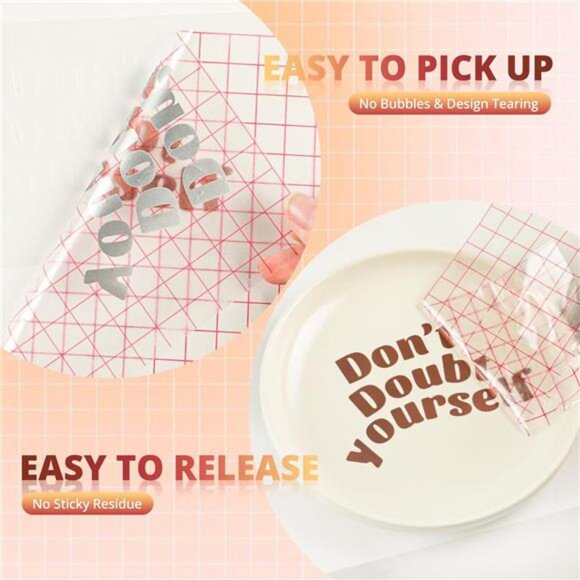 Clear Vinyl Transfer Paper Tape Roll-12 x50 FT w/Alignment Grid Application Tape - Picture 5 of 7